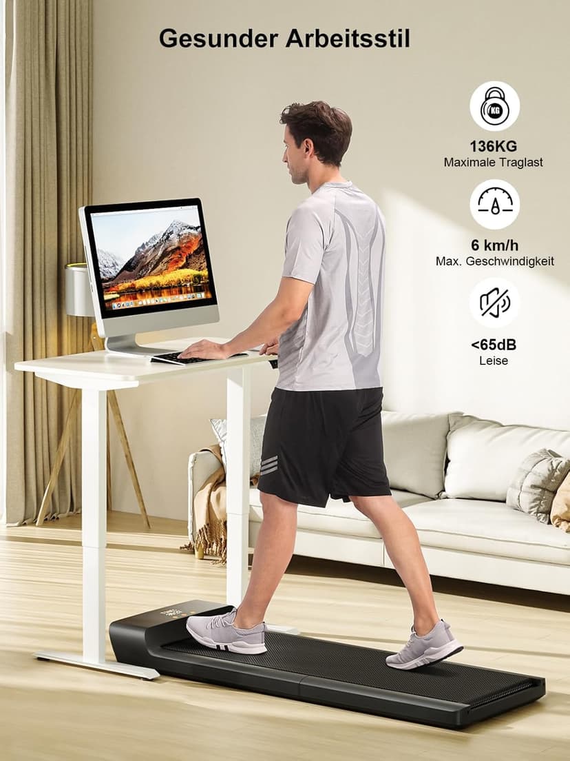 WalkingPad Tapis de Marche Pliable, Tapis Roulant Électrique Silencieux 6 km/h, Walking Pad pour Maison et Bureau Con Télécommande - 2