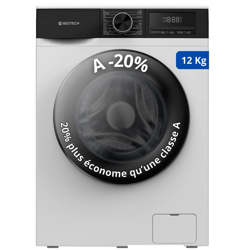 Lave-linge frontal GEDTECH GLL121400WH - 12 Kg - 1400 tr/… - 1