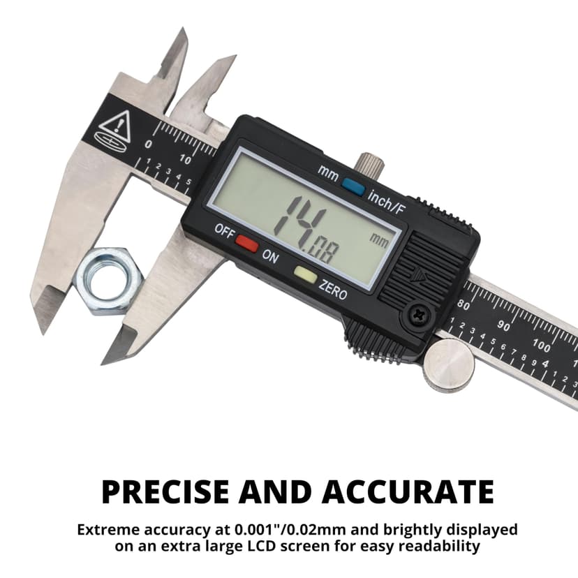 NEIKO 01407A Electronic Digital Caliper | 0-6 Inches | Stainless Steel Construction with Large LCD Screen | Quick Change Button for Inch/Fraction/Millimeter Conversions - 2