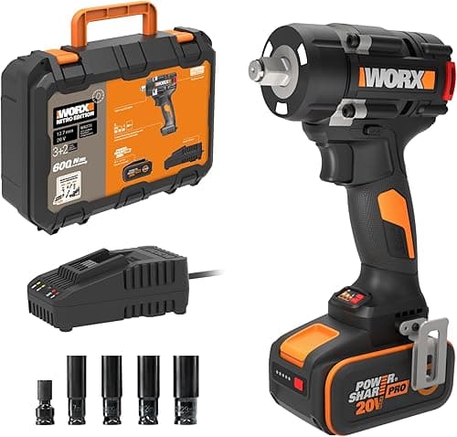 WORX Clé à chocs sans fil 20V WX273, couple max de 800 Nm…