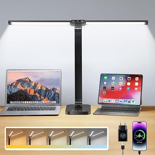 One Fire Led Lampe de bureau double tête, 10 niveaux de l…