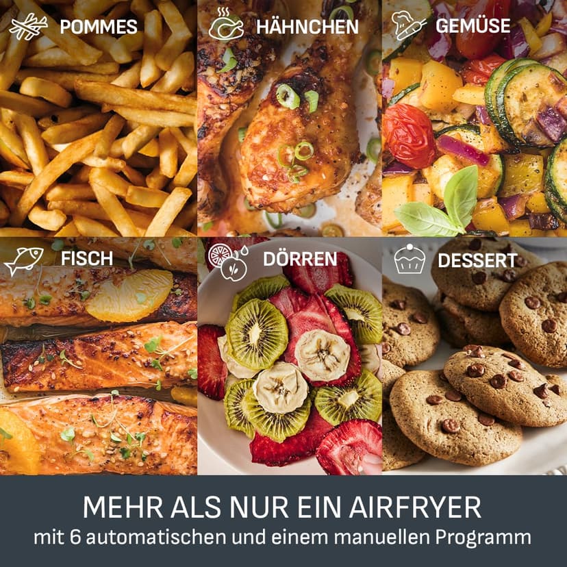 Tefal Dual Fryer without oil, 8.3 L capacity, 2 drawers of 5.2 L and 3.1 L, 7 automatic programs, digital screen, air fryer EY901810 - 7