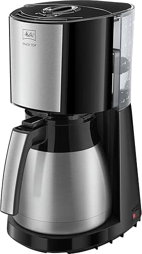 Melitta Enjoy Top Therm, 1017-08, Coffee Machine with Insulated Stainless Steel Jug, Aroma Selector, Black/Brushed Steel