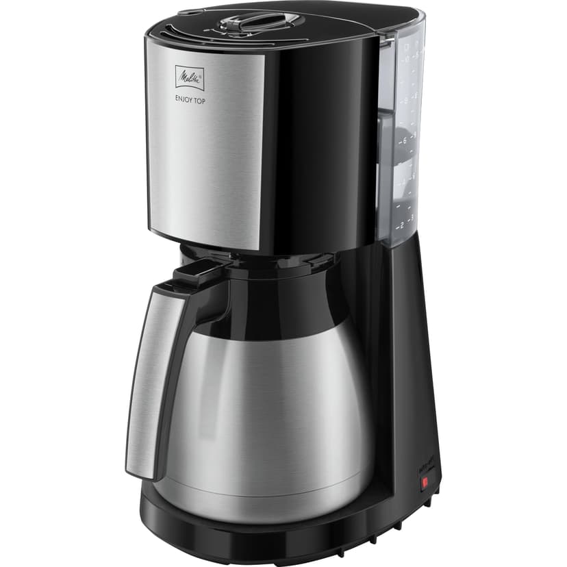 Melitta Enjoy Top Therm, 1017-08, Coffee Machine with Insulated Stainless Steel Jug, Aroma Selector, Black/Brushed Steel - 1