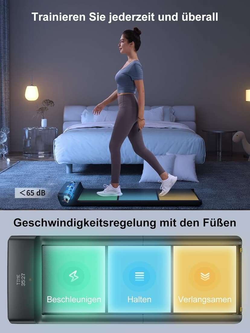 WalkingPad Tapis de Marche Pliable, Tapis Roulant Électrique Silencieux 6 km/h, Walking Pad pour Maison et Bureau Con Télécommande - 4