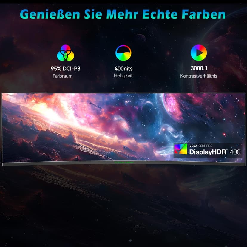 TITAN ARMY 49 Inch Curved Gaming Screen 144Hz, DFHD 3840 x 1080, Ultrawide 1800R VA Gaming Screen, 32:9, HDR400, G-Sync & FreeSync, 99% sRGB, USB Type-C 65W, Height Adjustable, HDMI, DP, C49SHC - 6