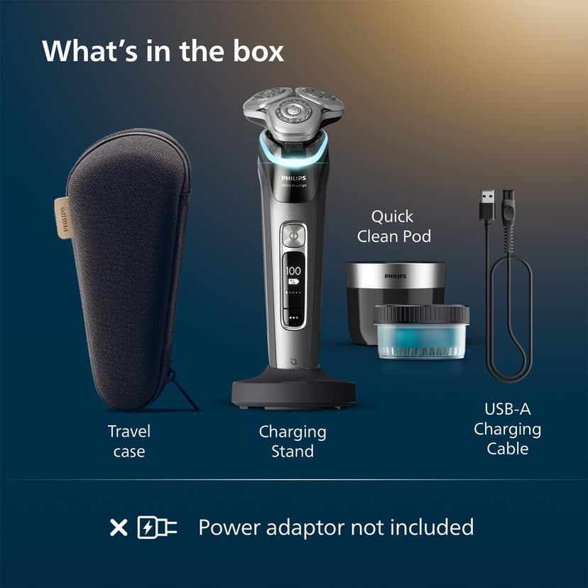 Philips Shaver i9000 Prestige, Wet & Dry Electric Shaver, Dark Slate, with Skin IQ Technology, Triple Lift & Cut System, 360 Rotating Dual SteelPrecision Blades, Quick Clean Pod, Model XP9202/30 - 7