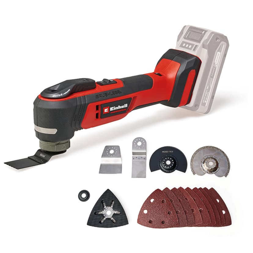 Einhell Professional Cordless Multi Tool with Accessories 18V Power X-Change, Brushless Power Tool for Wood, Plastic and Metal, Without Battery TP-MG 18 Li Oscillating Multi-Tool - 1