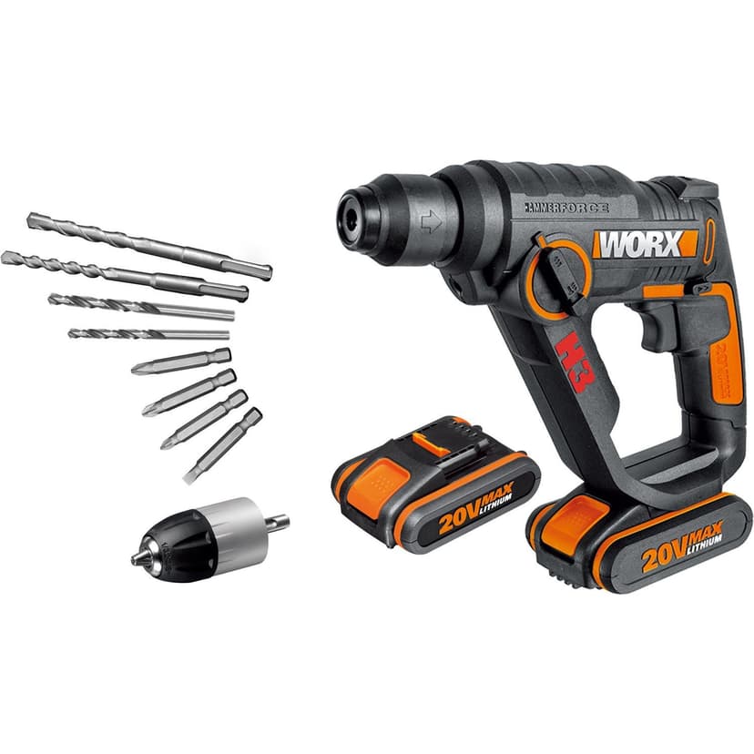 WX390.1 Worx - H3®Taladro/Screwdriver/Hammer 2 Batteries 20V - 2,0Ah Li-Ion. - 1