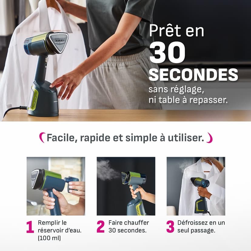 Calor DT9810C0 AeroSteam, Défroisseur à main révolutionnaire, Rapide et efficace, Les résultats d'un fer en un seul passage Vertical Garment Steamers, Trust - 4
