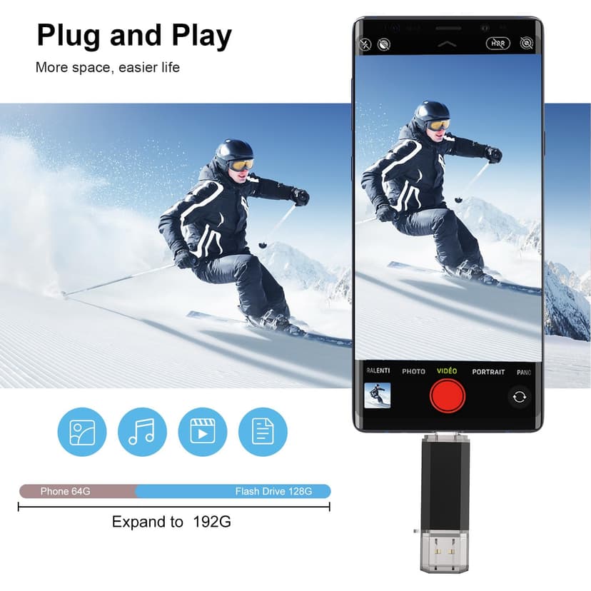 RAOYI 128GB USB C Flash Drive USB C and A Dual USB 3.0 Stick USB Type-C Memory Stick Thumb Drive for Smartphones, Tablets, Macs and Computers, Black - 4