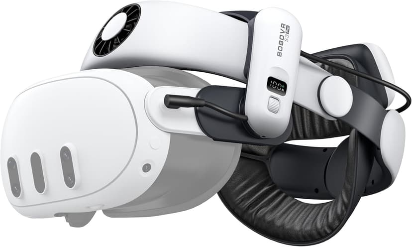BOBOVR S3 Pro Sangle de Tête, Compatible avec Meta Quest 3/Quest 3S Accessoire,Tête de climatisation et Batterie 10000 mah Remplaçable à Chaud - 1