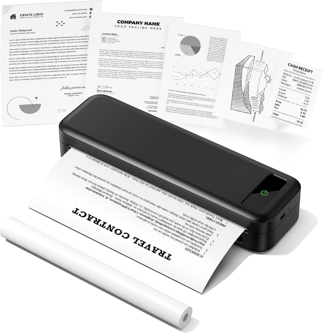 Portable Thermal Printer A4 Inkless Wireless Bluetooth Co…