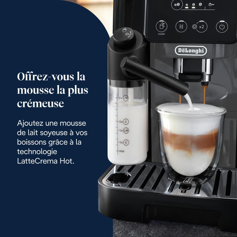 De'Longhi Magnifica Start ECAM222.60.BG Automatic Coffee Machine with LatteCrema Milk System for Automatic Cappuccino, 4 Direct Selection Buttons, Soft Touch Control Panel, Function - 7