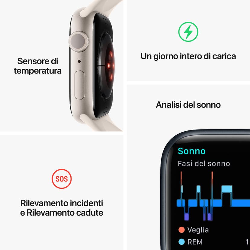 Apple Watch Series 8 (GPS, 41MM) Boîtier en Aluminium lumière stellaire avec Bracelet Sport lumière stellaire, Regular(Reconditionné) - 5