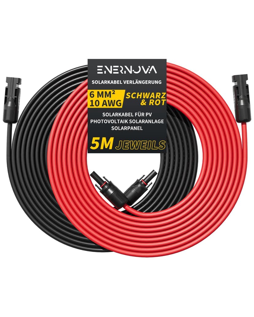 Solar Cable 4 mm²/6 mm², Solar Cable Extension 1/2/3/5/10/15/20 m, Multi-Contact 4 Solar Cable, IP67 Waterproof, Solar Cable Extension Cable - 1