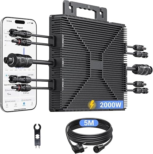 LIONSHEE Micro Onduleur 2000W, Micro Onduleur Solaire Balcon avec WiFi, Onduleur avec Câble CA de 5 Mètres, Inversor photovoltaïque MPPT, IP67