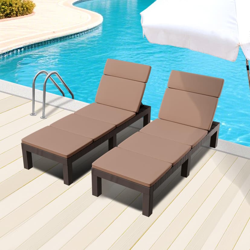 luxirest Set of 2 Sun Lounger Garden Outdoor Adjustable Backrest with Cushion - 7