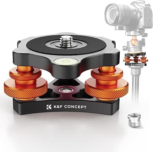 K&F Concept Trépied Niveleur à Trois Roues, Réglage Base de Nivellement LP‑48, Niveau à Bulle de Niveleur Aluminium pour Appareil Photo Canon, Nikon et Sony DSLR, Rotule