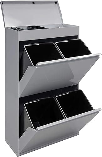 Arregui Top CR622-B 4-Compartment Steel Recycling Trash C…