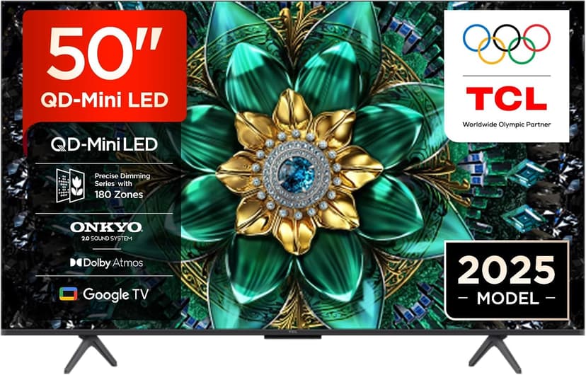 TCL 50Q6C QD-Mini LED TV, 4K HDR Premium 1000nits, Smart TV alimenté par Google (Dolby Vision IQ et Atmos, système Audio Onkyo 2.1, Motion Clarity Pro 144Hz, contrôle Vocal Mains Libres) - 1