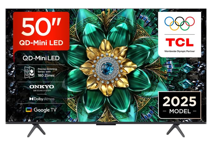 TCL 50Q6C QD-Mini LED TV, 4K HDR Premium 1000nits, Smart TV alimenté par Google (Dolby Vision IQ et Atmos, système Audio Onkyo 2.1, Motion Clarity Pro 144Hz, contrôle Vocal Mains Libres) - 1