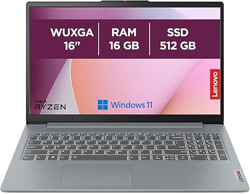 Lenovo IdeaPad Slim 3 16ABR8 - Ordinateur Portable 16'' WUXGA (AMD Ryzen 7 7730U, RAM 16Go, SSD 512Go, AMD Radeon Graphics, Windows 11 Home) Clavier AZERTY Français - Gris