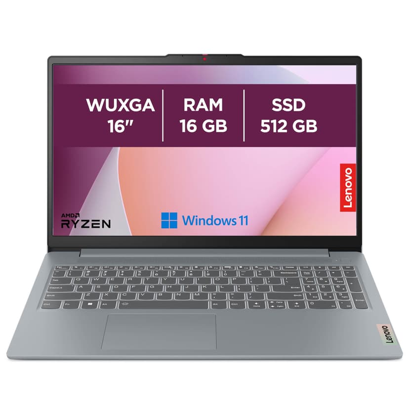 Lenovo IdeaPad Slim 3 16ABR8 - Ordinateur Portable 16'' WUXGA (AMD Ryzen 7 7730U, RAM 16Go, SSD 512Go, AMD Radeon Graphics, Windows 11 Home) Clavier AZERTY Français - Gris - 1
