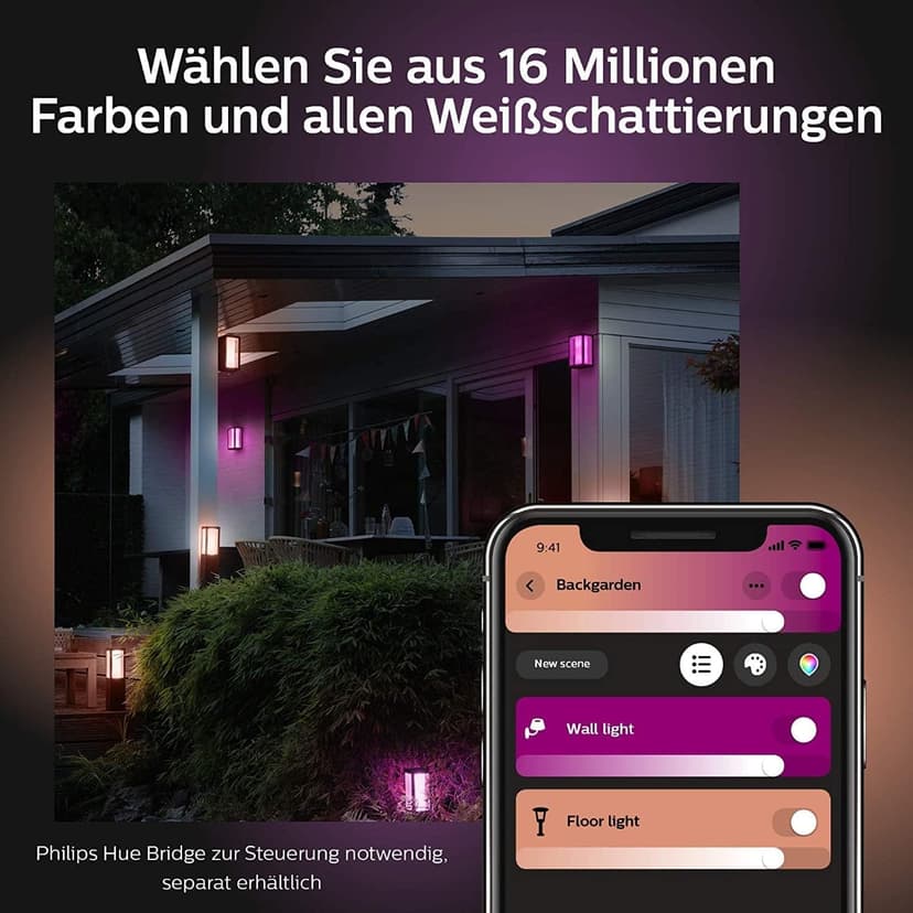 Philips Hue White & Color Ambiance Lampadaire Exérieur IMPRESS Aluminium Noir, fonctionne avec Alexa, Google Assistant et Apple Homekit - 4