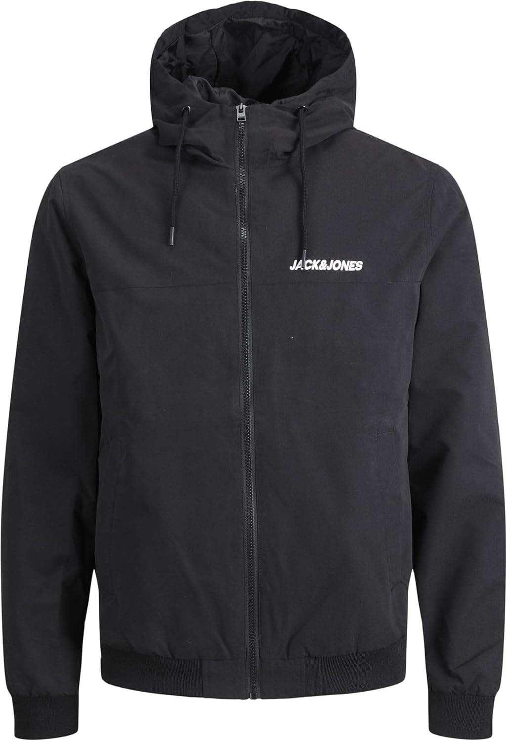 JACK & JONES Mens Jjerush Blocking Hood Bomber Noos, Black, XL UK