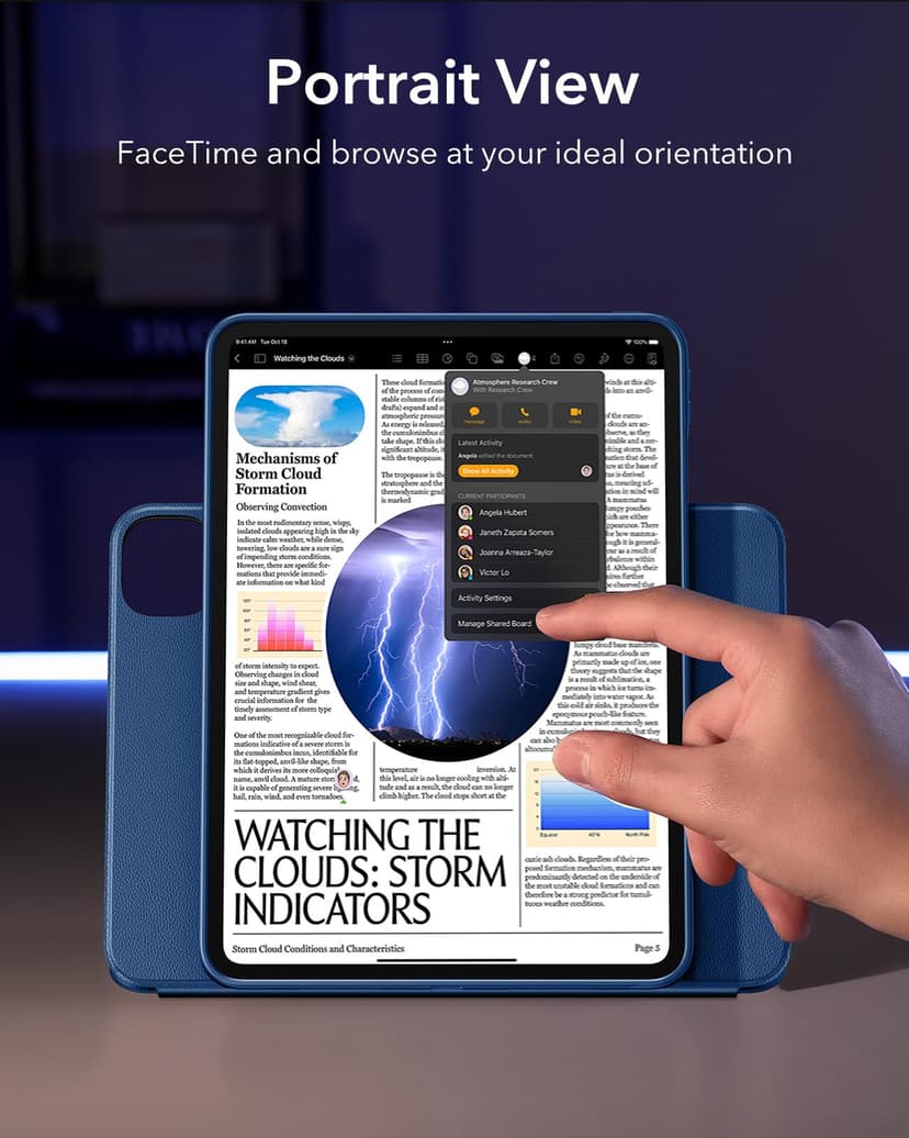ESR Coque pour iPad Pro 13 Pouces M5/M4 (2025/2024) avec Coque Magnétique Amovible, Support Portrait/Paysage Réglable, 9 Angles de Position, Série Shift, Bleu - 5
