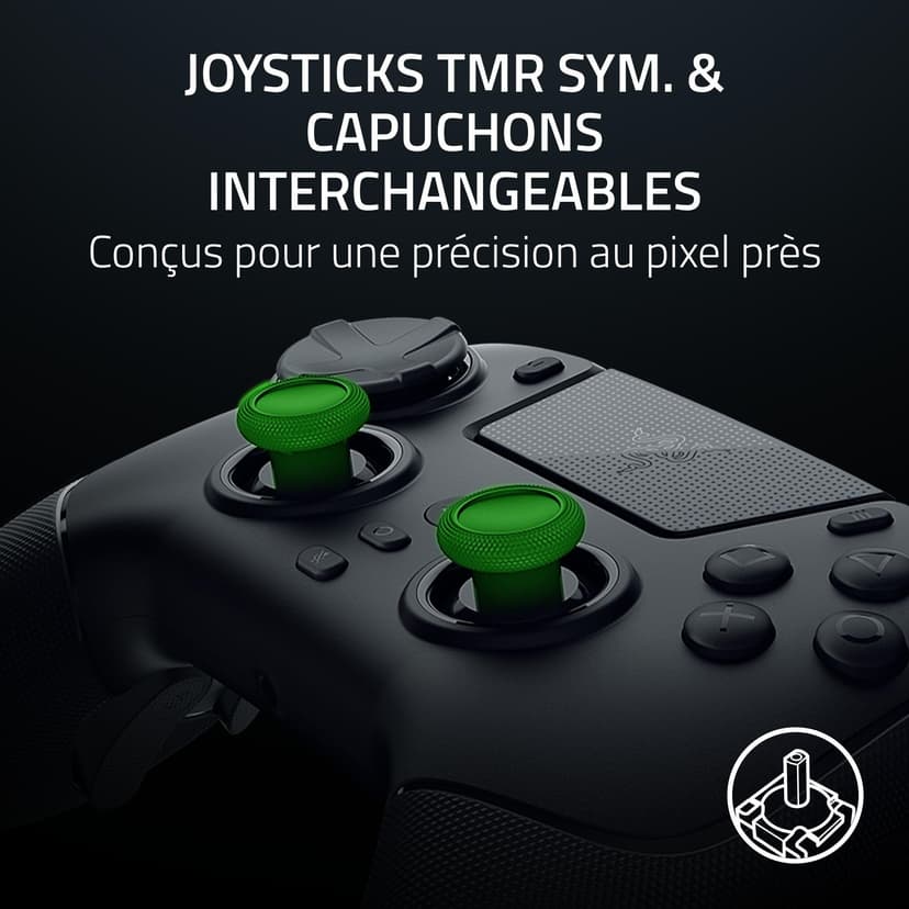 Razer Raiju V3 Pro - Manette sans fil pour e-sport pour PlayStation 5 et PC - 4 boutons amovibles & 2 bumpers à prise en griffe - Sticks analogiques TMR - Pro HyperTrigger | Noir - 4
