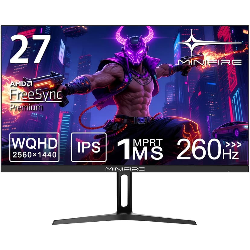 Minifire Écran PC Gamer 27" 260Hz IPS –2560x1440, 1ms, FreeSync, 130% sRGB, HDR10, Faible lumière Bleue, VESA 100x100, 2xDP1.4, 2xHDMI2.0 – MFG27F4Q Pro - 1