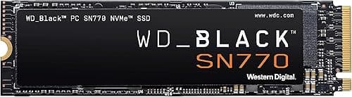 WD_BLACK SN770 SSD 1 To, Disque SSD Interne, Vitesse de lecture jusqu'à 5150 Mo/s, M.2 2280 NVMe SSD, PCIe Gen 4.0, Haute performance disque de jeu, Noir