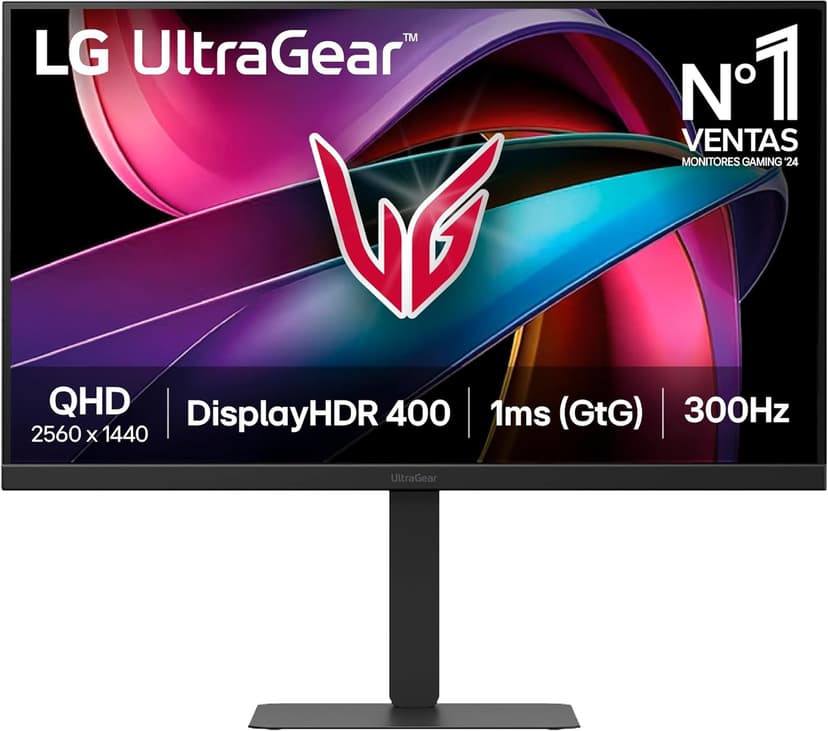 LG Ultragear 27G640A-B.AEUQ 27 Inch Gaming Monitor - IPS Panel FHD (2560 x 1440), 1ms GtG 300Hz, VESA DisplayHDR 400, DCI-P3 95%, AMD FreeSync Premium, DisplayPort 1.4, HDMI 2.1, Tilt - 1