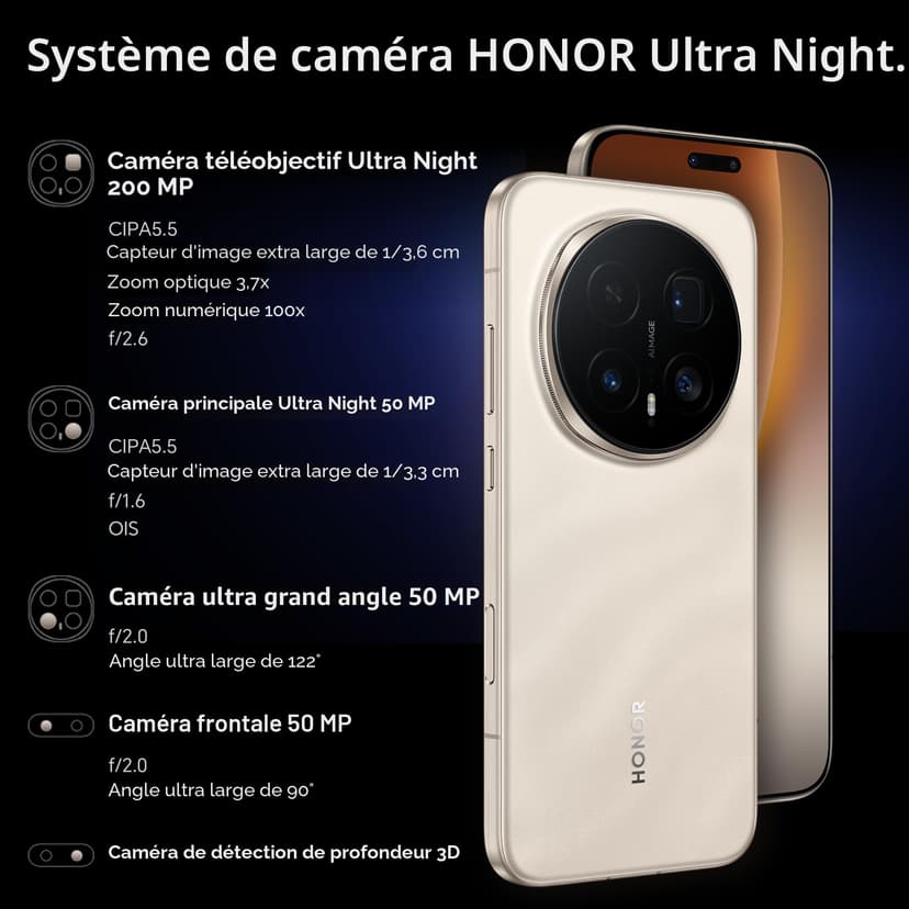 HONOR Magic8 Pro 5G 512Go/12Go Dual SIM Or Aurore - 2