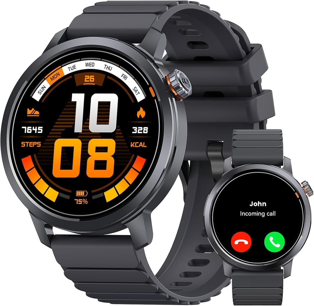 KOSPET Orb Montre Connectée Femme Homme, Écran AMOLED de 1,43", Appels Bluetooth, 18j Autonomie, 175+ Modes Sport, étanchéité IP68, Podomètre/Fréquence Cardiaque/Spo2/Suivi du Sommeil (Argenté)