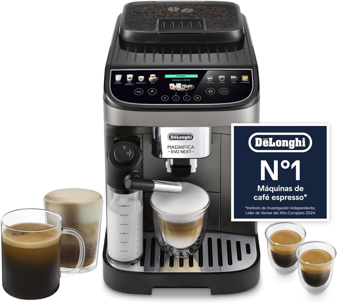 De'Longhi Magnifica Evo Next ECAM312.80.TB, Automatic Coffee Machine with Automatic Milk Frother, Bean for Cup- Coffee and Cappuccino Machine with Intuitive Touch Screen, Black/Titanium