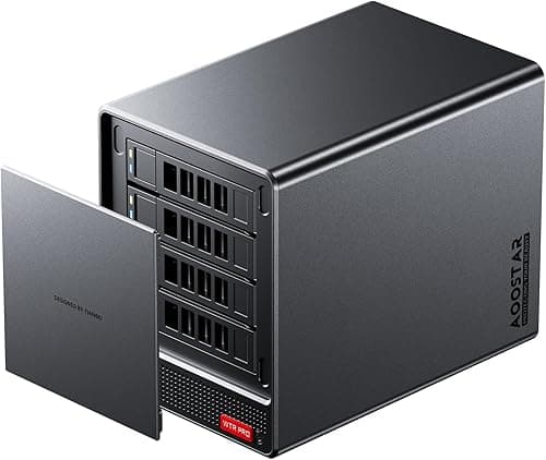 AOOSTAR Ryzen 7 5825U 4-Bay Mini PC NAS, No RAM Without SSD, Desktop NAS 2 M.2 NVMe Slots, 4x2.5/3.5" SATA Storage(up to 4x22TB), No Hard Drive, Only 4 Drive Bays, No OS