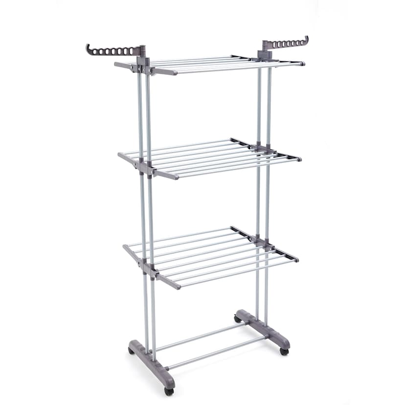 Amazon Basics Clothes Airer, 4-Tier Adjustable Drying Rack with 6 Foldable Wings, 126cm x 64cm x 173cm for Indoor Laundry, Silver - 5