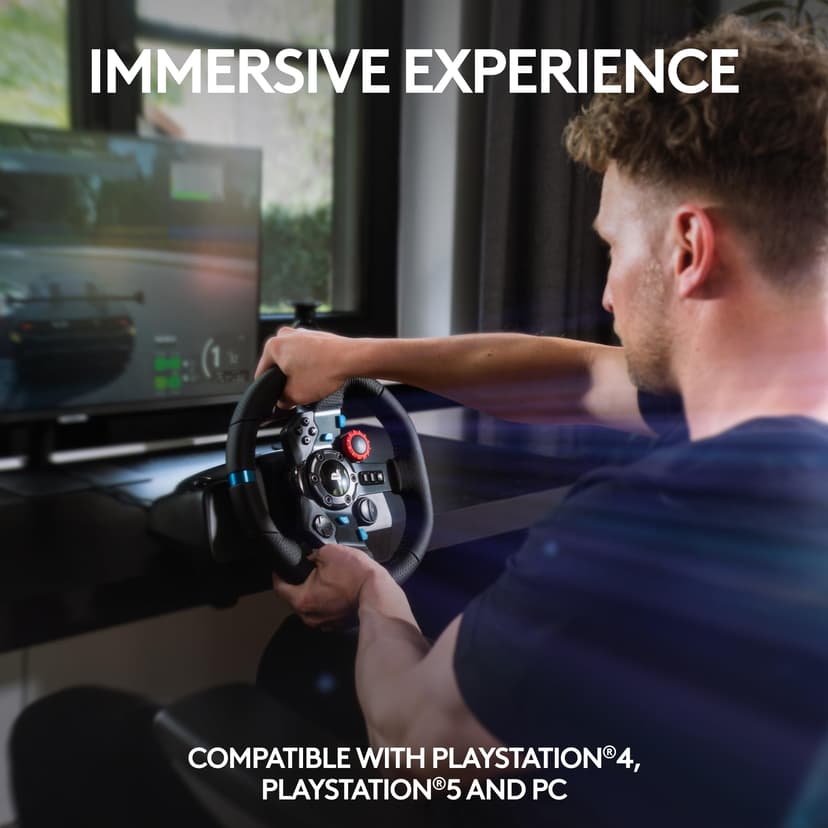 Logitech G G29 Driving Force Racing Wheel and Floor Pedals, Real Force Feedback, Stainless Steel Paddle Shifters, Steering Wheel Cover for PS5, PS4, PC, Mac - Black - 3