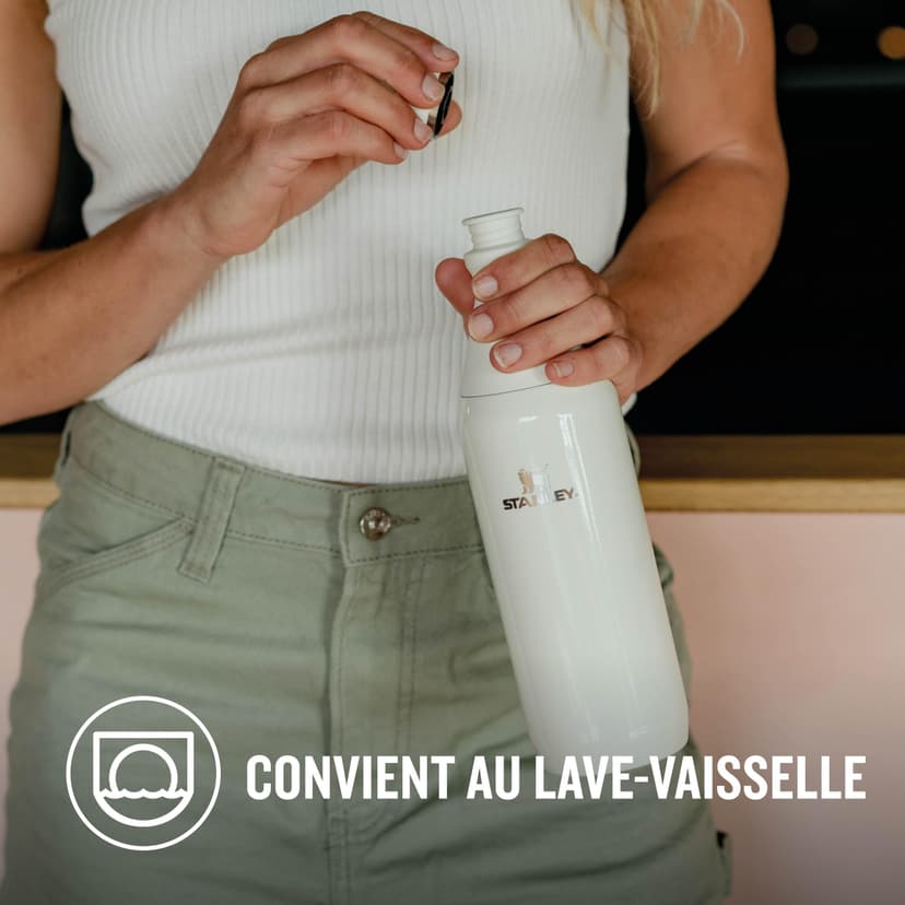 Stanley 1913 All Day Slim Gourde Isotherme 0.6L - Froid Pendant 6 Heures - Glacé Pendant 11 Heures - Acier Inoxydable Recyclé Sans BPA - Étanche - Bouteille D'Eau Compacte - Rose Quartz - 6