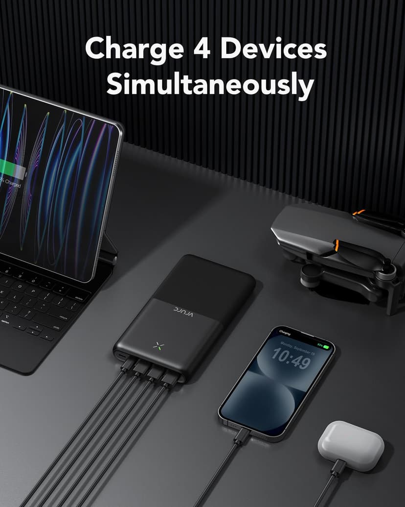 VRURC Power Bank 30 000 mAh 22,5 W Powerbank USB C Charge Rapide Batterie Externe pour téléphone Portable avec 4 Sorties et 3 entrées Chargeur Portable Compatible avec iPhone, Huawei, tablettes, etc - 6
