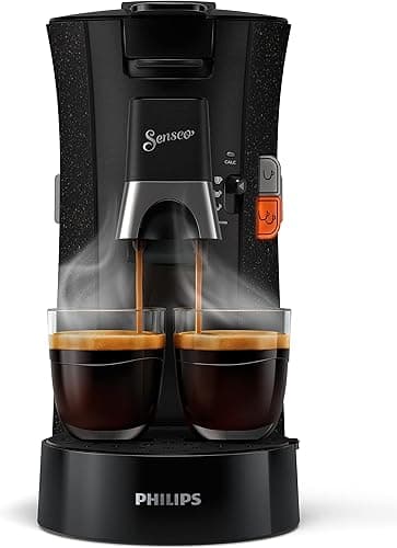 Philips Domestic Appliances Senseo Select Eco CSA240/20 Coffee Pod Machine - Coffee Strength Choice Plus Recycled Plastic Memo Function, 1450 W, 0.9 Litre, 31 x 15.5 x 31 cm, Black/Speckled