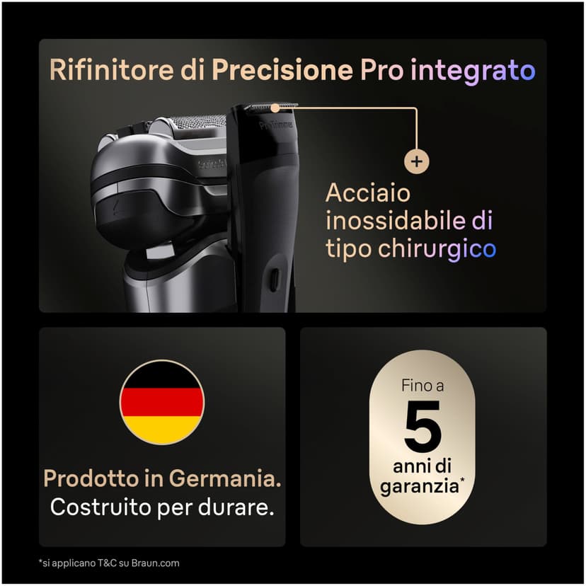 Braun Series 9 PRO+ Men's Electric Razor, 5+1 Ultra Thin Blades, Shaver with 60 Minute Battery, Charging Case, 6-in-1 SmartCare Center, Wet & Dry, Electric Shaver, Made in Germany, 9677cce, Silver - 7
