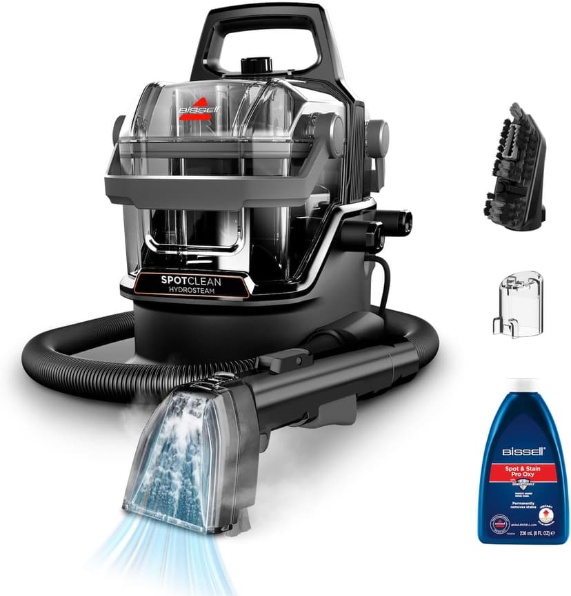 Bissell SpotClean HydroSteam, Upholstery Cleaner Device, Carpet Cleaner with HydroSteam Technology, Steam Cleaner, Wet Vacuum Cleaner for Carpets, Upholstery, Car & More, Powerful 1000 W Motor, 3689N - 1