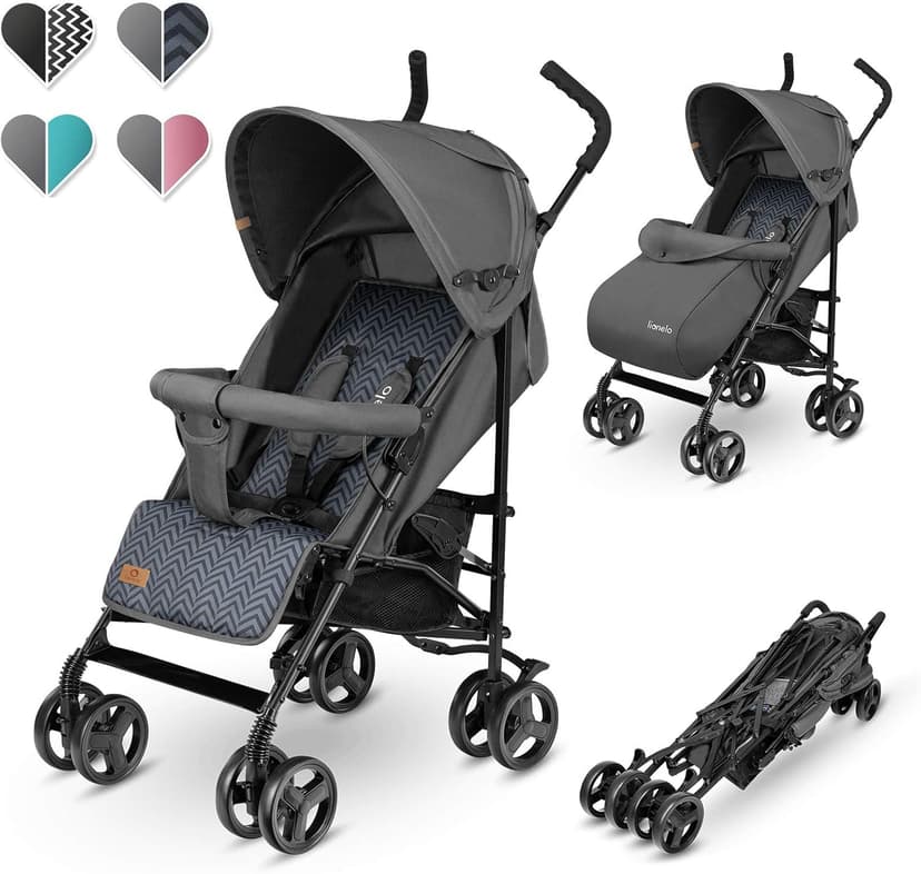 Lionelo ELIA Lightweight Stroller from 6 Months to 3 Years, Compact & Foldable Travel Pushchair with XXL Sunshade, 5-Point Safety Harness, Shock-Absorbent Wheels & Large Shopping Basket - 1