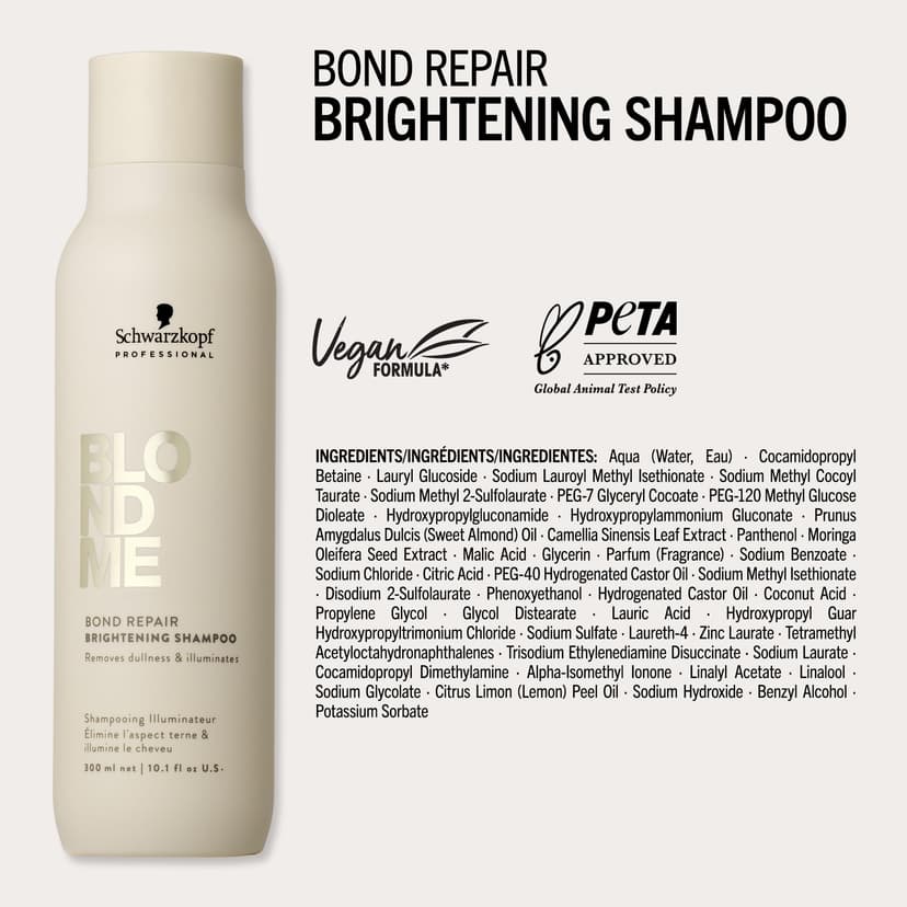 Schwarzkopf Professional BLONDME Bond Repair Brightening Shampoo Shampooing Anti Pollution Thé Blanc Hydratant Renforçant Et Profondément Nourrissant 300 ml - 6