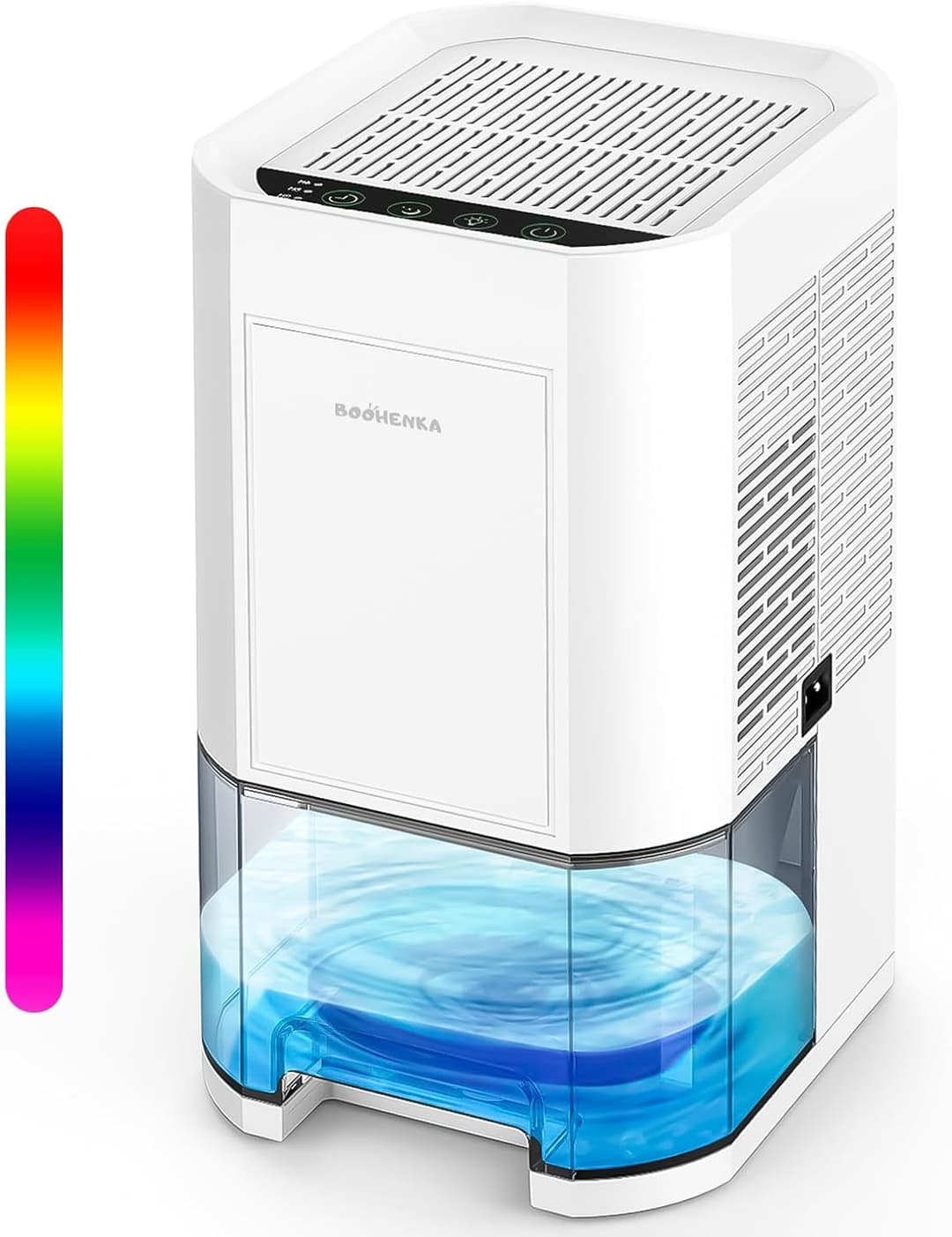 Deumidificatore elettrico, 1200 ml, deumidificatore per casa, piccolo deumidificatore, sbrinamento automatico per cantina, bagno, 7 colori, con timer, contro l'umidità, modalità notte