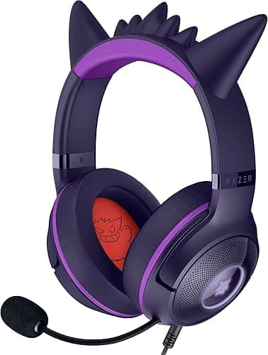 Razer Kraken Kitty V2 - Édition Gengar Pokémon - Casque USB - Pointes Gengar - Éclairage réactif au Stream - Microphone cardioïde HyperClear - Haut-parleurs Triforce 40mm - Son Surround | Violet